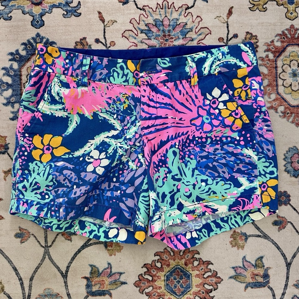 Lilly Pulitzer Callahan Women's Shorts Sz 2 Multicolor Tropical Print Pockets